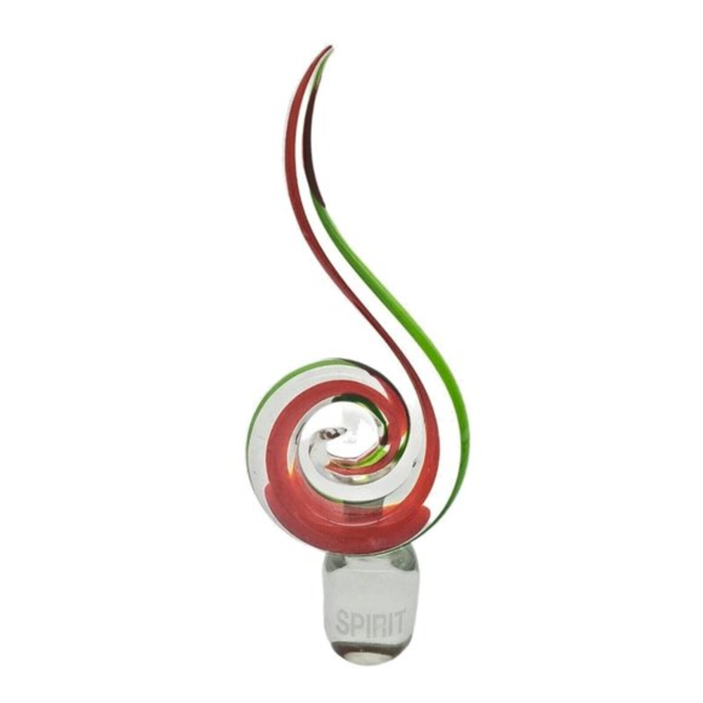 Swirl Art Glass Hand Blown Red Green Spirt Etched Sculpture‎ Form Modern Holiday